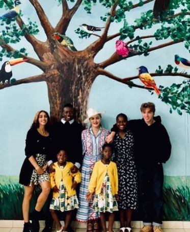 David Banda Mwale Ciccone Ritchie with his mother and siblings.
